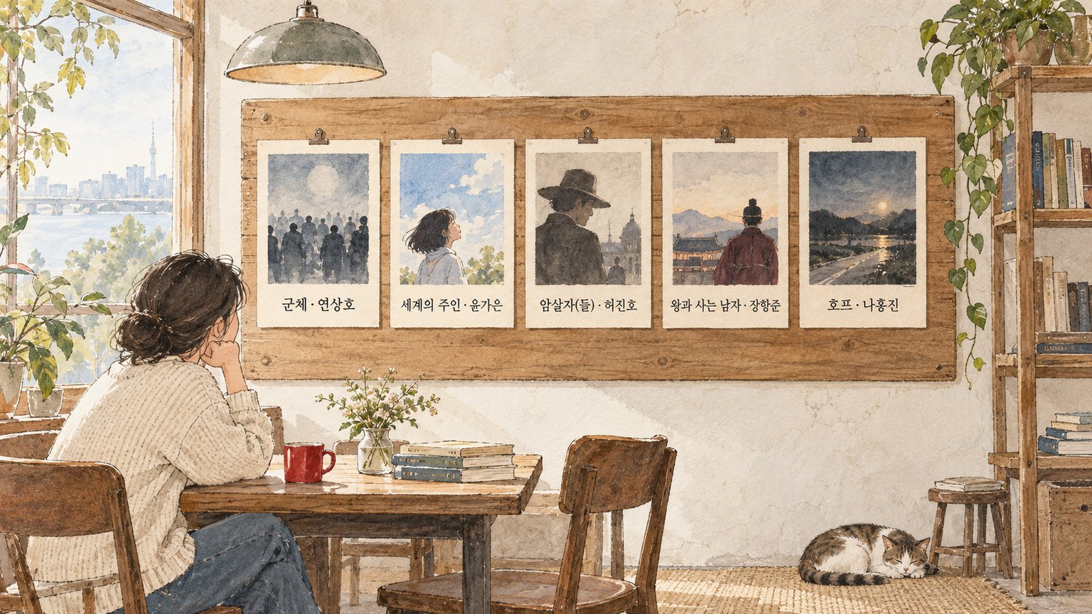 최우수작품상 후보 다섯 편과 각 작품의 감독을 보여준다.