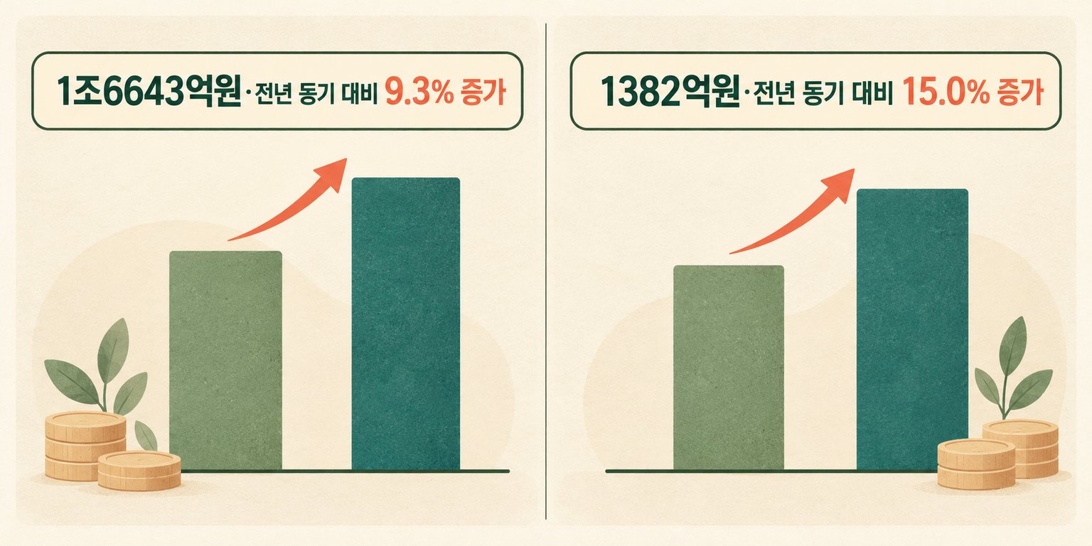 LG CNS의 2026년 3분기 매출과 영업이익 및 전년 동기 대비 증가율을 비교한 이미지다.