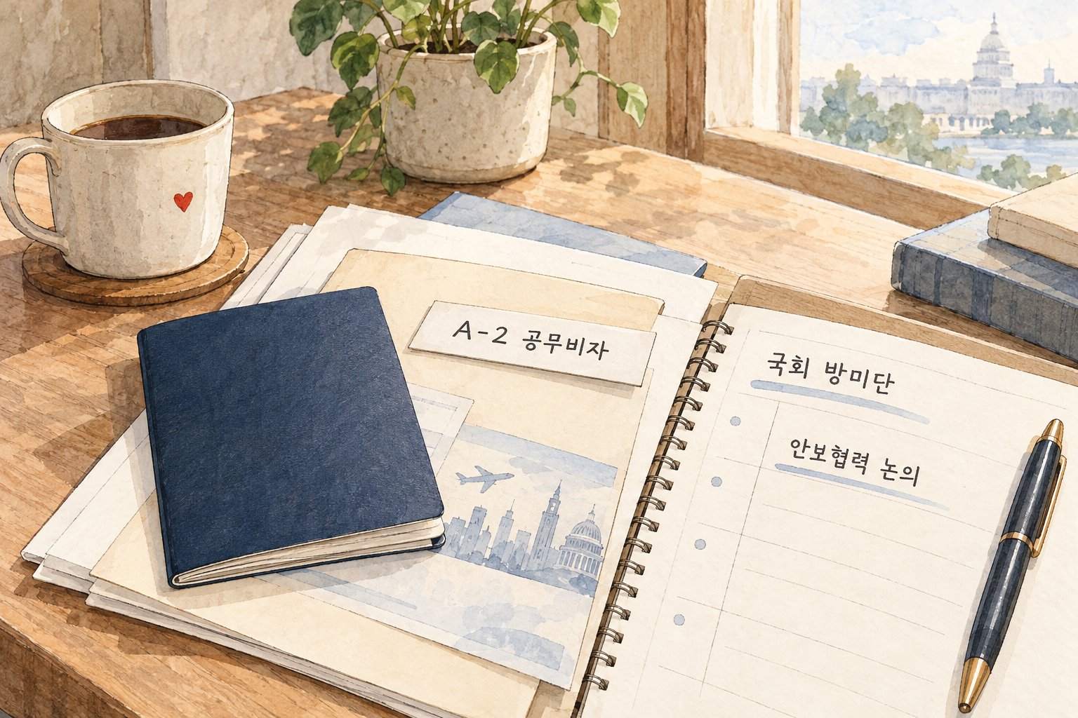 국회 방미단의 공식 방문 일정에 사용되는 A-2 공무비자를 나타낸 장면