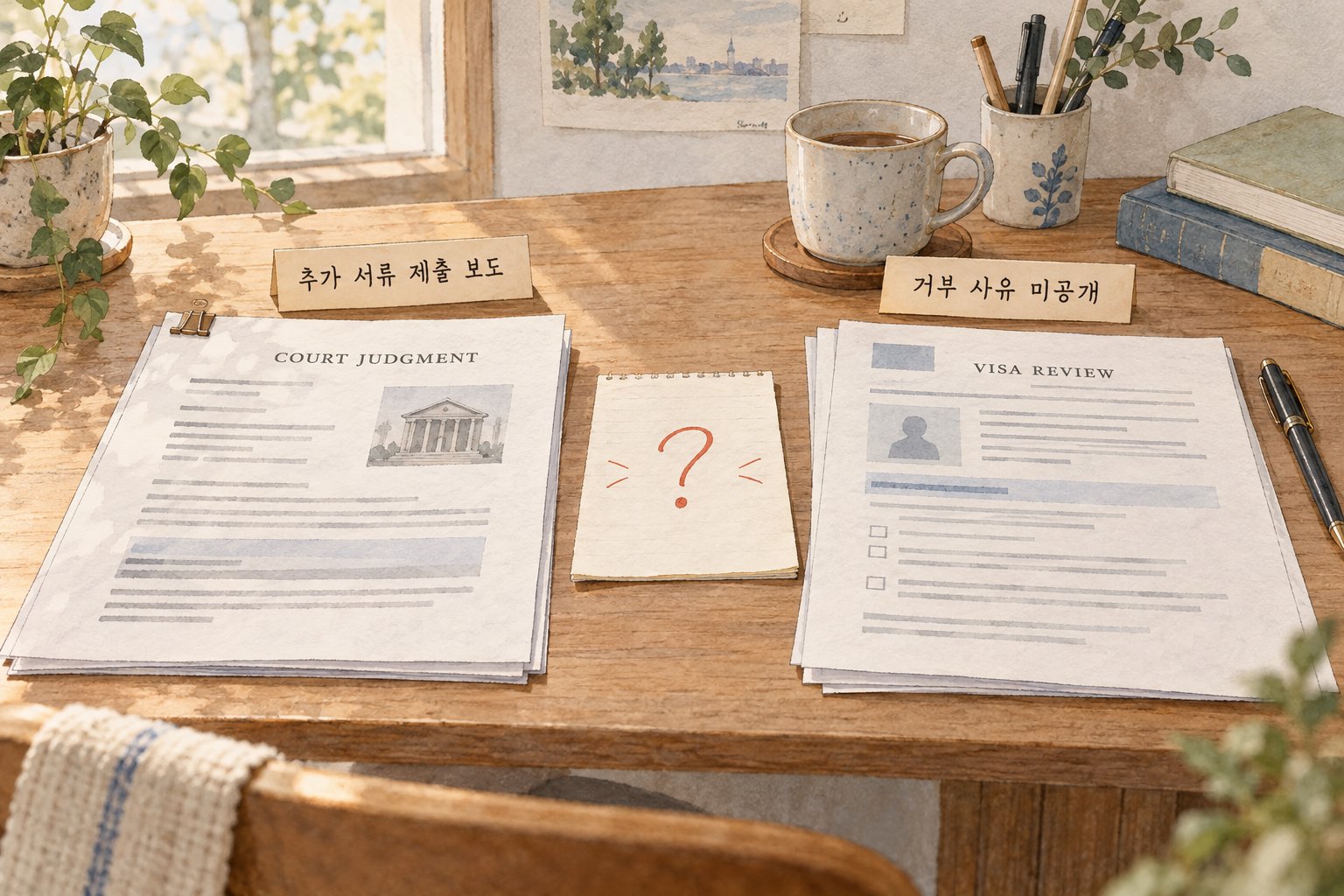 추가 서류 제출 보도와 공개되지 않은 비자 거부 사유를 구분한 장면