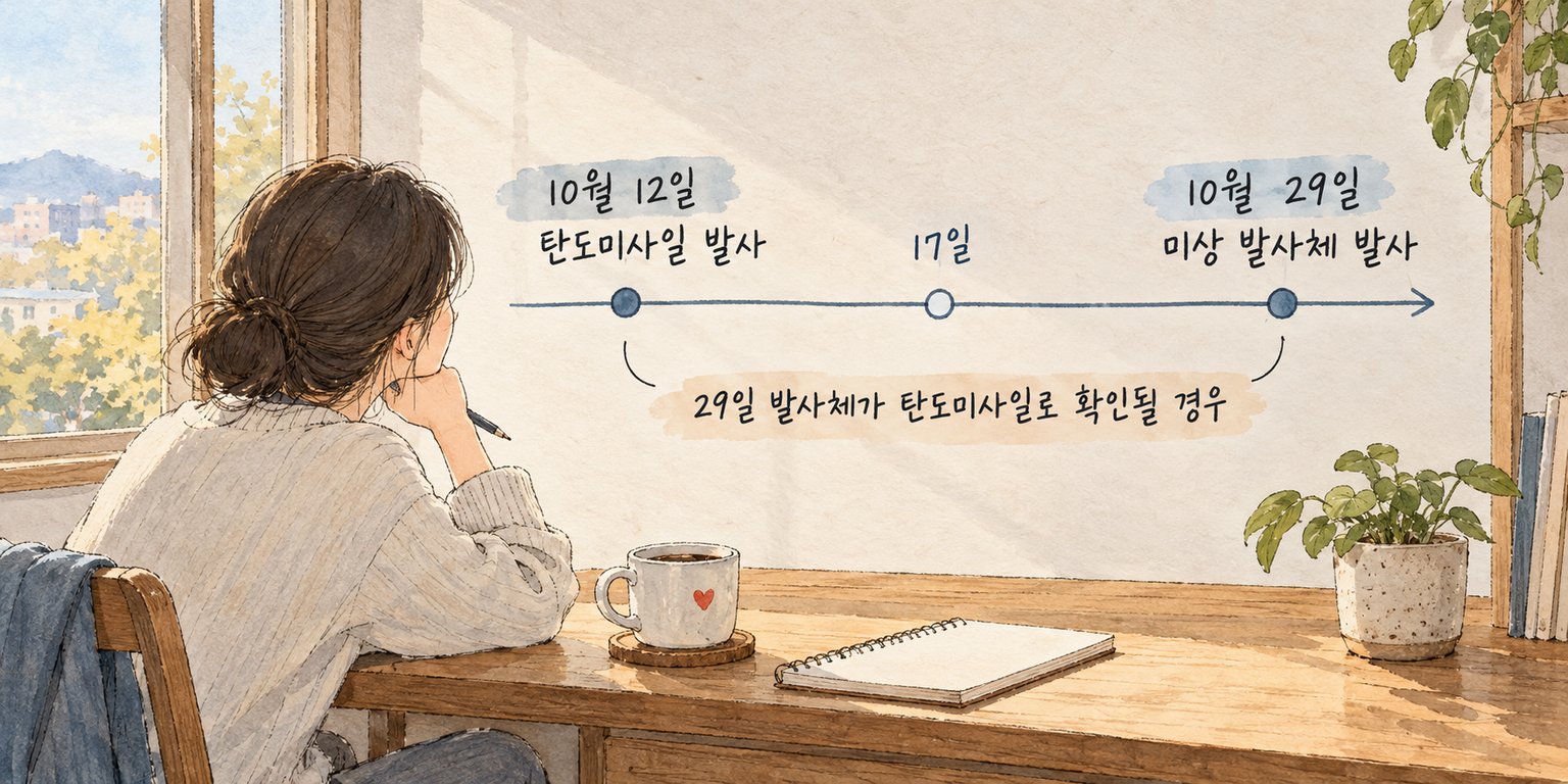 10월 12일과 29일 발사 사이의 17일 간격과 적용 조건을 보여준다.