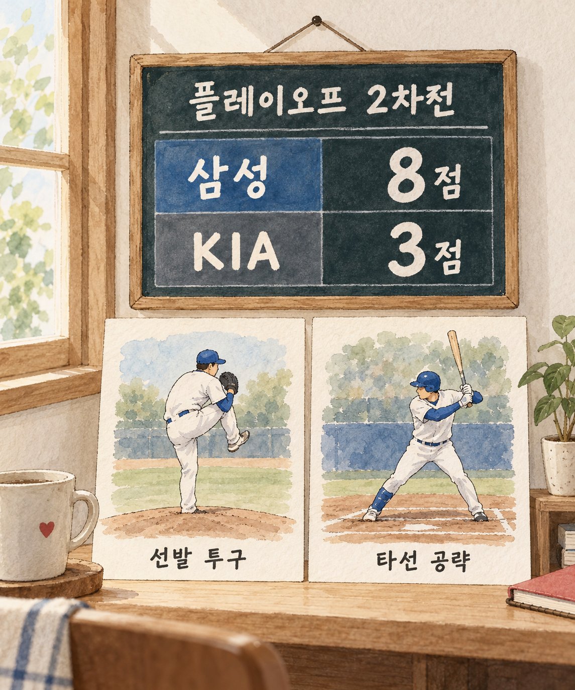 KIA의 플레이오프 2차전 패배와 선발 투구 및 타선 공략 과제를 보여준다.