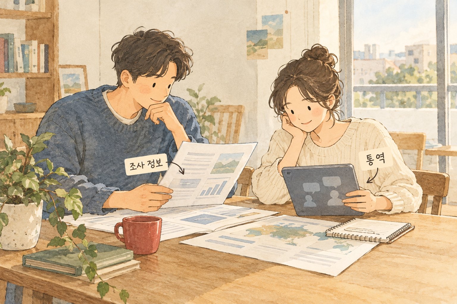 외국인 희생자 유가족이 조사 정보와 통역 자료를 확인하는 장면이다.