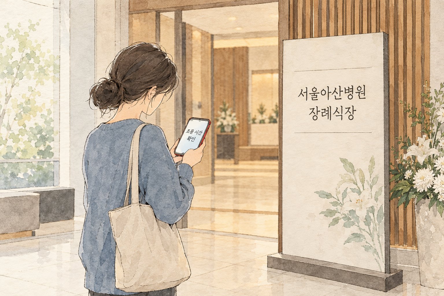 조문객이 서울아산병원 장례식장 안내판 앞에서 조문 시간을 확인한다.