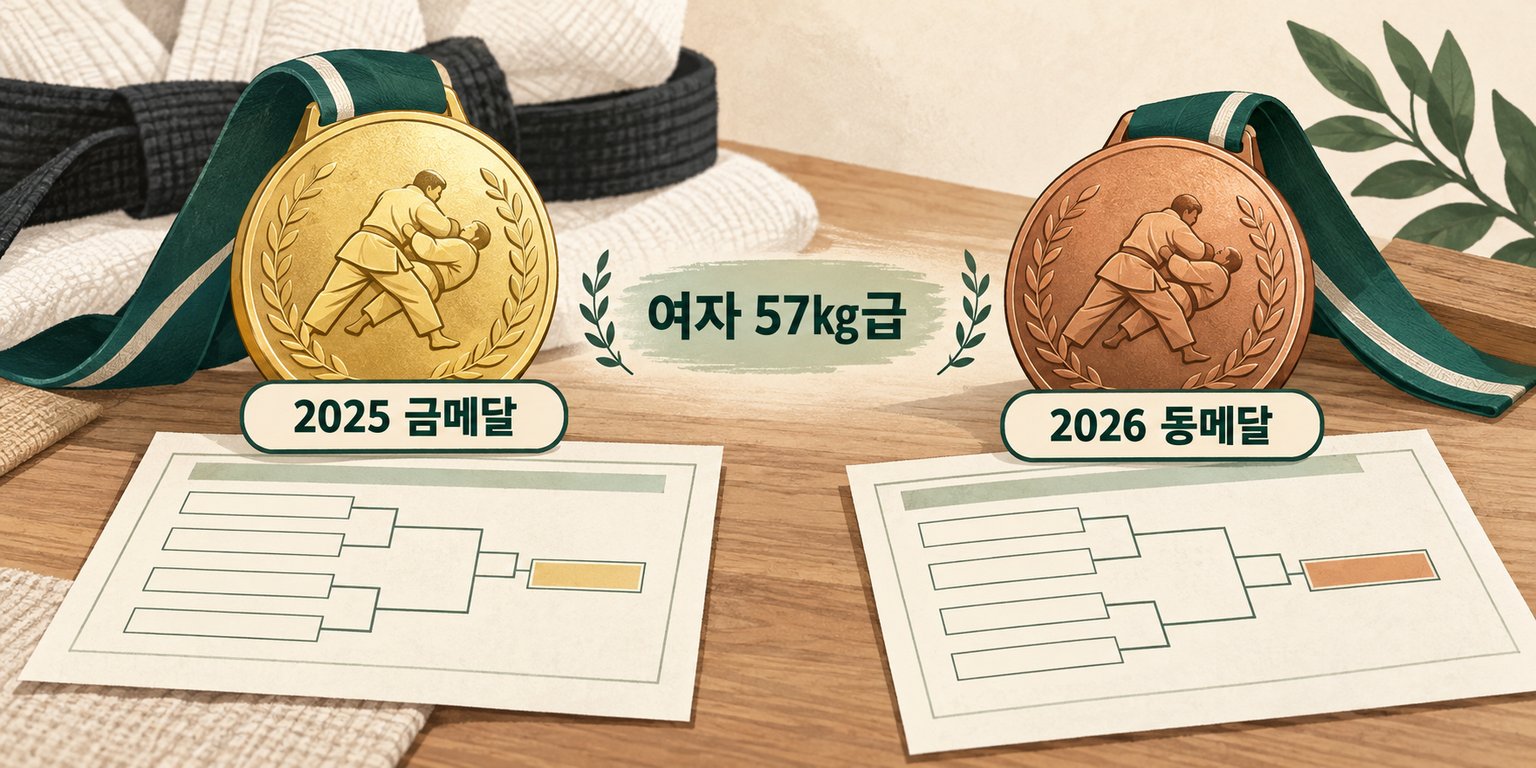 허미미의 2025년과 2026년 아부다비 그랜드슬램 성적을 비교한다.