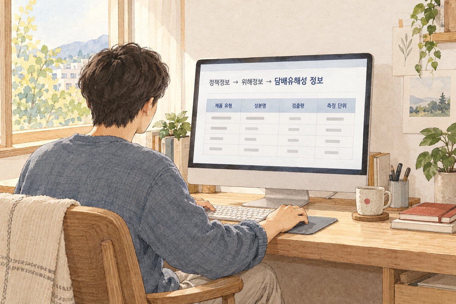 식약처 누리집에서 담배 유해성분 정보와 측정 단위를 확인하는 모습이다.