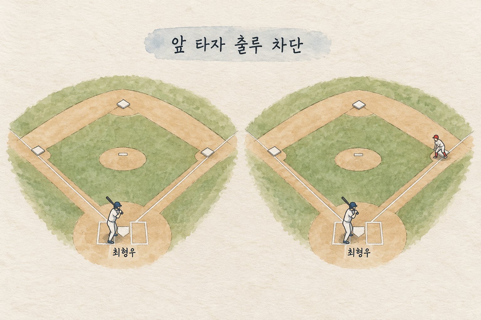 최형우 앞 타자들의 출루를 막으려는 KIA의 경기 전 구상을 보여준다.